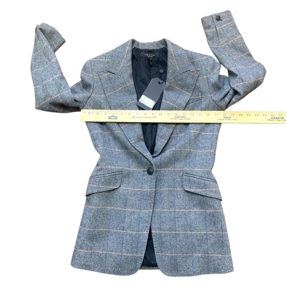NWT Rag & Bone Wool Blazer Annie Plaid Gray Check Sz S Academia Boardroom $650 - Picture 6 of 16
